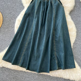 Light-Cooked Wind Niche High-End Feeling Collar Short-Sleeved Denim Dress Women 2025 Summer Leisure Slim Dress
