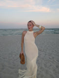 Spring/Summer 2025 Women's New Sexy Sleeveless Knitted Tweed Long Dress
