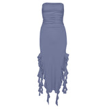Spring 2025 Fashion Trend Women's New One-Word Shoulder Bra Bag Hips Irregular Dress