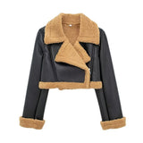 2025 New Autumn And Winter Double-Sided Locomotive Jacket Jacket Women's Short-Colored Zipper Top