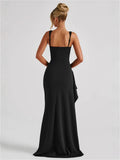 INS Style Women's Evening Dress Fashion Sexy Sling Dress New Height Open Skirt