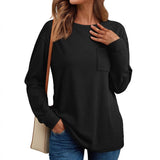 2025Temu Women's Long-Sleeved Top Loose Autumn Winter De Velvet Casual Collar Jersey