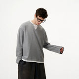 Waffle Wears Two Long-Sleeved T-Shirts For Men And Women Loosely Lazy Wind Oversize Design Sense Simple Top