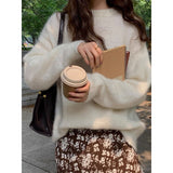 2025 New Ultra-Soft Special Grade Sheep Velvet Korean Version Of Loose Thin Solid Color Base Round Collar Knitted Sweater