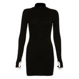 2025 Autumn And Winter Fashion Women's New Long-Sleeved Zipper Round-Neck Bag Hip Repair Dress
