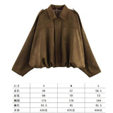 Women's 2025 New Bat Sleeve Loose-Fitting Velvet Bomber Jacket Jacket