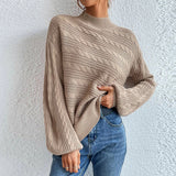 New Solid Women's Top In Autumn And Winter 2025 Loose Round Collar Collar Thairy