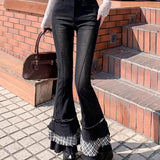 High Street Rose Red Ripped Jeans Women Summer Thin Dopamine Wearing Hot Girl Straight Broad Leg Pants