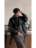 Direct Selling Collar Velvet Version Of The Locomotive Leather Men's Autumn And Winter Leisure Leisure Loose Senior Sense Men's Jacket Tide