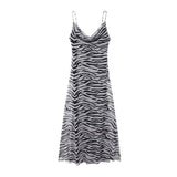 Women's Clothing 2025 Spring New Street Fashion Mesh Animal Print Sling Dress