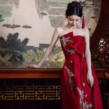 New Chinese Fishtail Evening Dress 2025 New Light Luxury Niche Morning Robe Toasting Bridal Purple Banquet Dress Dress Dress