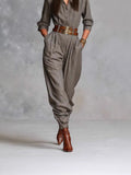 2025 Women's Long Sleeve Shirt Collar Pocket Jumpsuits Trousers