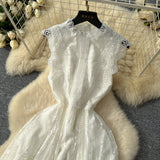 French Retro Romantic Atmosphere Feel Sleeveless Dress Women's Lace Mesh Design Super Fairy Temperament Long Dress