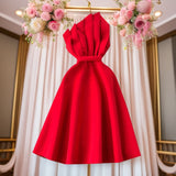 High-End Party Dress Dress Women's Summer French Collared Shoulder Bubble Sleeve High Waist Fork Banquet Dress
