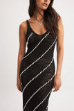 New Women's Fashion Elegant Crochet Sling Dress V-Neck Striped Sexy Wisted Dress