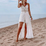 2025 New Sexy Sling Splicing Casual Jumpsuit INS Home Holiday Hollow Jumpsuit