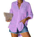 New Ladies Shirt Solid Color Large Size Casual Loose Buckle Shirt Women's Clothing