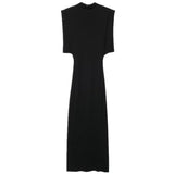 New Winter Women's Temperament Thin With Cushioned Shoulder Knit Dress