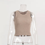 Knitted Vest Women 2025 Summer Solid Color Repair Thread Inside The Top Wearing Short Y2K Vest