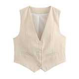 2025 Summer New Women's Street Fashion Leisure Vest 15 Color V Collar Vest