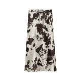 Printed Shirt Women's Skirt Set Explosive Texture Silk With Belt Animal Pattern