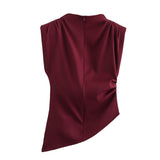 Women's Clothing 2025 Spring New New Fashion Folding Decoration Asymmetrical With Pad Shoulder Dress Woman