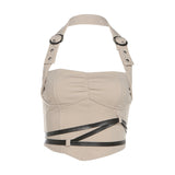 Fashion 2025 Summer New Women's Clothing Jennie The Same Hot Girl Hanging Neck Short Bare Umbilly Vest