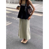 Design Sense Of The Color Stripe Splicing Sleeveless Sling Vest A Set Of Top Women Loose Thin A Word Half-Body Skirt Suit