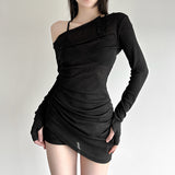 Fashion 2025 Autumn New Women's Hottie Pure Desire Design Thin Perspective Irregular Waist Repair Body