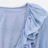 Z2025 New Women's Fashion Simple Cascade Decoration Long-Sleeved Shirt Women 8544207