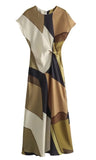 Women's Clothing 2025 Spring New Temperament Elegant Silk-Sting Texture Waist-Print Amply Dress