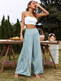 2025 Summer Leisure Wide-Legged Cotton Pop High-Waisted Loose Trousers Women's Trousers
