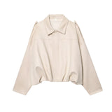 Women's 2025 New Bat Sleeve Loose-Fitting Velvet Bomber Jacket Jacket