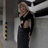 2025 Summer New Fashion Sexy Hottie Body Open Waist Hollow Splicing Joint Body