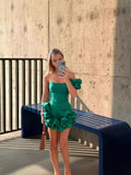 New Dress Tight Dress Irregular Lotus Ribs Waist Dress