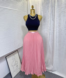 Classic Fashion Folding Wave Half-Dress French Sweet High-Waisted A-Shaped Skirt Mid-Long Folds Skirt