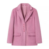 Women's Clothing 2025 Spring New Fashion Free Single Row Buckle Long Hair Suit Jacket