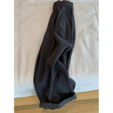Simple Temperament Gray High-Waisted Striped Curly-Fried Casual Pants Women's Spring And Autumn New Commuter Loose Broad-Legged Pants