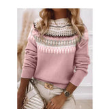 Wish Hot New Sweater Women's Round Collar Color Loose Fashion Knitted Shirt Long Sleeve