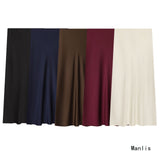 Z2025 New Fashion Temperament Silk Hyssy Texture Simple Straight Fan Flute Skirt 8534855