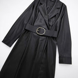 2025 New Women's Suit Jacket Autumn Solid Color Lumbar Imitation Skin Mini Dress