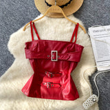 Vintage Sexy Hottie Metal Buckle Sling Sling Small Vest Woman Autumn Bun Bun