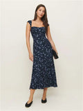 2025 New Women's Fashion Elegant French Vintage Flower Printed Dress