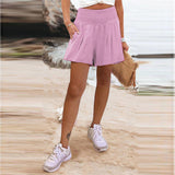 2025 Women's Hot Selling Solid Color High-Waisted Elastic Shorts Tight Waist Wide Leg Slacks