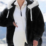 Wish2025 Hot New Autumn And Winter Loose Plush Multi-Color Hooded Coat Woman