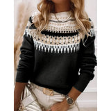 Wish Hot New Sweater Women's Round Collar Color Loose Fashion Knitted Shirt Long Sleeve