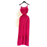 Empty Grid Sling Dress Women's Summer New Folding Coat Wearing Long Body Dressing Vest Burqa Skirt