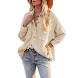 Women's 2025 New Autumn And Winter Shirt Solid Color Loose Wick Pocket Long-Sleeved Sleeve Shirt Jacket