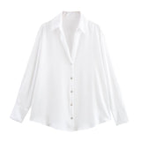New Women's Clothing In Autumn 2025 20 Color Buff Silk Densate V Collar Long-Sleeved Striped Vertical Shirt