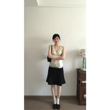 White Spice Girls Kinesi V-Neck Vest Small Top With Stylish Simple A-Word Thin Fishtail Half-Dress Woman Two-Case